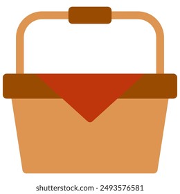 icono de cesta de picnic con estilo plano