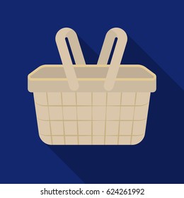 Picnic basket icon in flat style isolated on white background. Park symbol stock vector illustration.