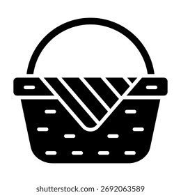 Ícone de cesta de piquenique - Ilustração de vetor plana do conceito de piquenique ao ar livre