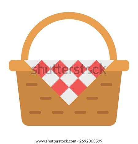Picnic Basket Icon – Flat Vector Illustration of Outdoor Picnic Concept