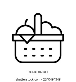 picnic basket icon. Line Art Style Design Isolated On White Background