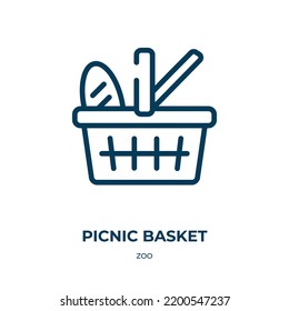 Picnic basket icon. Linear vector illustration from zoo collection. Outline picnic basket icon vector. Thin line symbol for use on web and mobile apps, logo, print media.