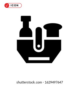 picnic basket icon or logo isolated sign symbol vector illustration - high quality black style vector icons

