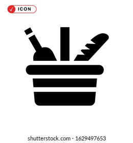 picnic basket icon or logo isolated sign symbol vector illustration - high quality black style vector icons
