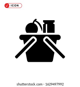picnic basket icon or logo isolated sign symbol vector illustration - high quality black style vector icons
