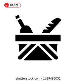 picnic basket icon or logo isolated sign symbol vector illustration - high quality black style vector icons
