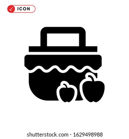 picnic basket icon or logo isolated sign symbol vector illustration - high quality black style vector icons
