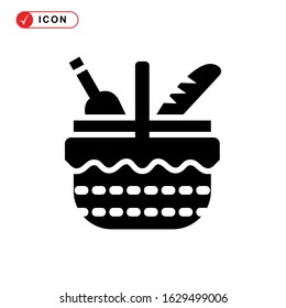 picnic basket icon or logo isolated sign symbol vector illustration - high quality black style vector icons
