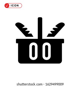 picnic basket icon or logo isolated sign symbol vector illustration - high quality black style vector icons
