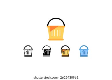 Picnic basket icon , red tab, f ive variations style. Perfect for summer events, foodrelated designs, and outdoor concepts.