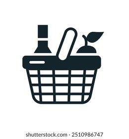 Picnic basket icon representing food and drinks for outdoor dining