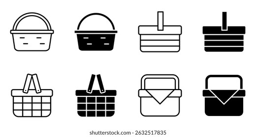 Picnic Basket icon set collection