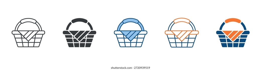 Picnic Basket Icon Set Multiple Style Collection