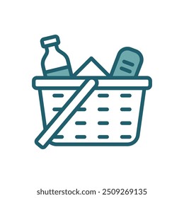 Plantilla de diseño de Vector de icono de cesta de picnic simple y limpia