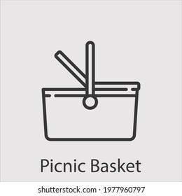 picnic basket icon vector icon.Editable stroke.linear style sign for use web design and mobile apps,logo.Symbol illustration.Pixel vector graphics - Vector