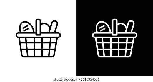 Picnic basket icon Vector isolated outline drawing.