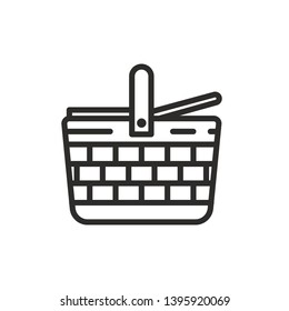 Picnic basket icon vector. Linear style sign for mobile concept and web design. Picnic basket symbol illustration. Pixel vector graphics - Vector.