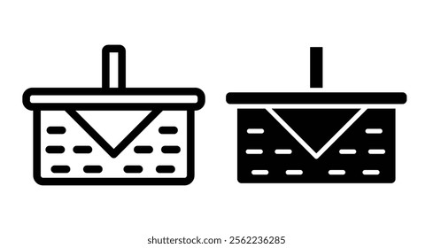 Picnic basket Icons pack in outlined and flat versions