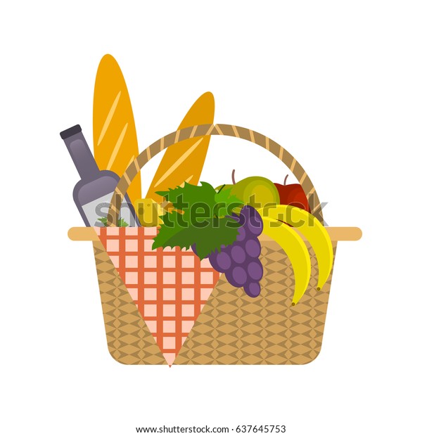 Picnic Basket Illustration Food Vector Isolated Stock Vector (Royalty ...