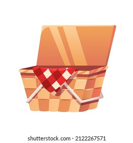 Picnic basket isolated on white. Vector illustration in flat style.