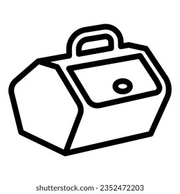 Picnic basket with lid and handle line icon, picnic concept, food container sign on white background, container for picnic or camping icon outline style mobile, web. Vector graphics.
