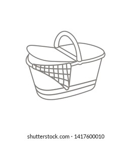 Picnic basket. Line art. Vector Isolated Graphic Design Illustration.