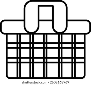 picnic basket on white for traveling in beach vector art icon outline
