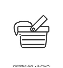 Picnic Basket Outline Icon Vector Illustration -  Spring Season Icon Concept.