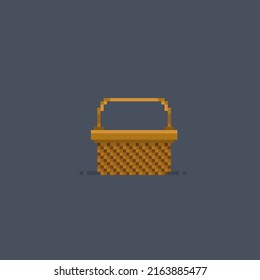 picnic basket in pixel art style