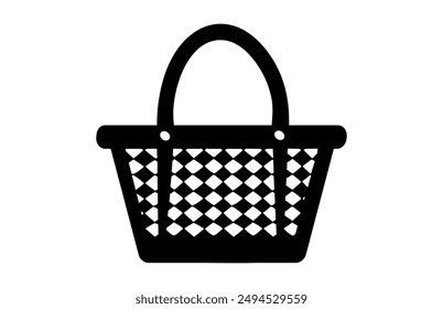 Picknickkorb Silhouette Vektorgrafik isoliert auf einem weißen Hintergrund, Blank Basket Schwarz Silhouette Clipart