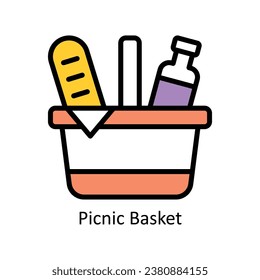 Picnic Basket Vektorgrafik Füllte Umrissgrafik Design Illustration. Symbol auf weißem Hintergrund EPS10-Datei 