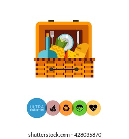 Picnic Basket Vector Icon