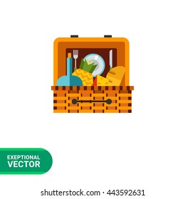 Picnic Basket Vector Icon