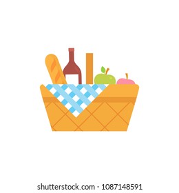 Picnic basket. Vector illustration.