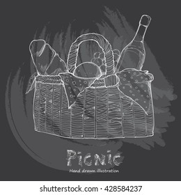 picnic basket. vector illustration.