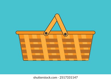 Gráficos de ilustração vetorial de cesta de piquenique para web e design de aplicativo, marketing, publicidade, marca e impressão ou mockups de mídia digital.