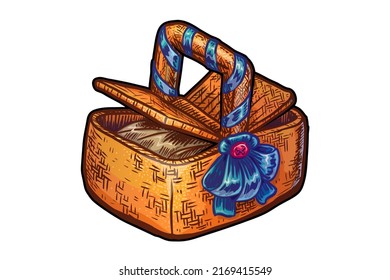 Picnic basket vector illustration isolated on white background