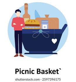 Picnic basket Vector illustration Vector Illustration Which can easily modify or edit

