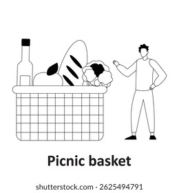 Cesta de piquenique Ilustração vetorial que pode facilmente modificar ou editar