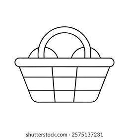 picnic basket vector line art illustration