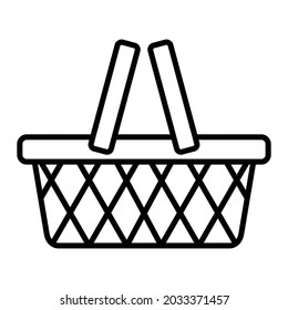 Icono De Contorno De Vector De Cesta De Picnic Aislado En Fondo Blanco
