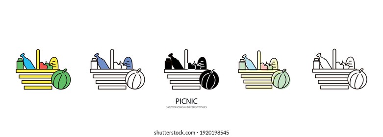 picnic basket vector type icon