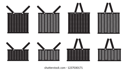 Picnic basket silhouette on white background vector illustration
