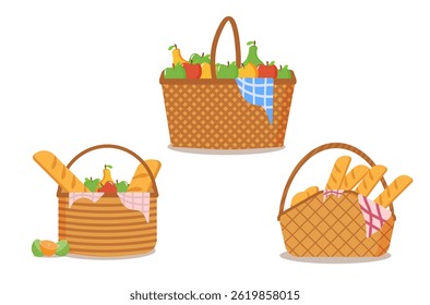 Picnic basket wicker napkin spring summer isolated outdoor garden bamboo texture traditional gift box park camping wooden craft handmade linen cotton rustic checkered outing