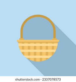 Picnic basketicon flat vector. Hamper basket. Straw bag