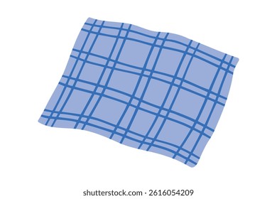 Picnic blanket blue cute cartoon icon doodle hand drawn. Picnic blanket drawing clipart symbol. Vector illustration