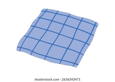 Picnic blanket blue cute cartoon icon doodle hand drawn. Picnic blanket drawing clipart symbol. Vector illustration