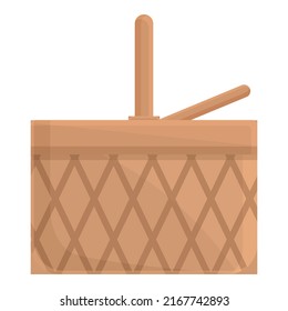 Vector de dibujos animados de iconos de caja picnic. Cesta de pan. Almuerzo de comida
