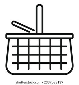 Picnic box icon outline vector. Hamper basket. Natural handle