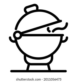 Picnic brazier icon. Outline picnic brazier vector icon for web design isolated on white background
